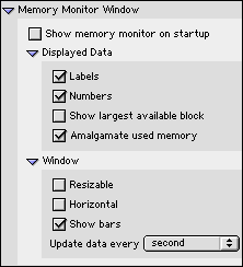 Memory Monitor Window Preferences